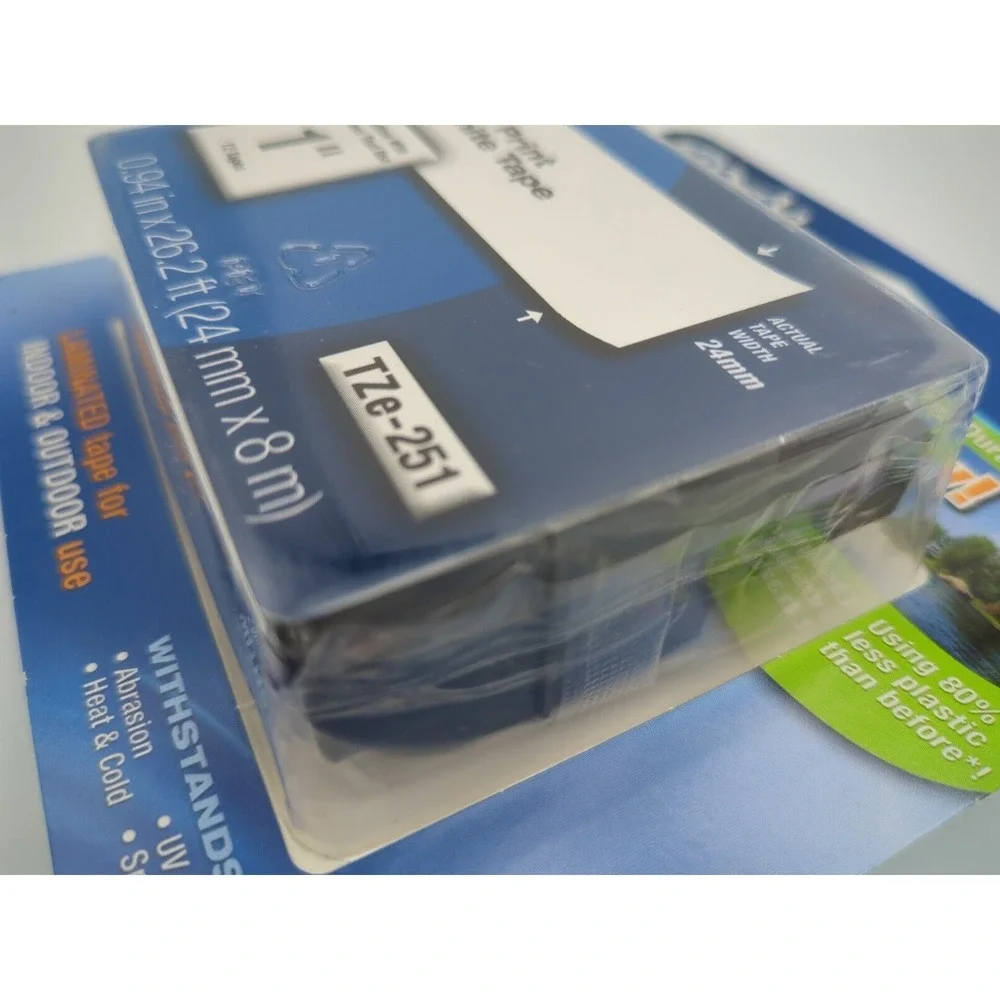 Brother‎ TZe-251 Laminated Tape Black Print On White Tape 1